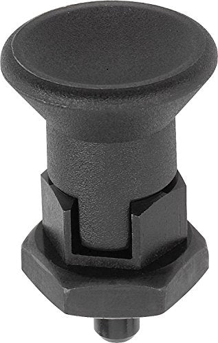 Kipp 03089-8308A6 Steel Indexing Plunger, Black Oxide Finish, Short Version, Pull Knob, D Style, Locking Pin Hardened, Inch, 5/8-11" Thread, 54 mm Length