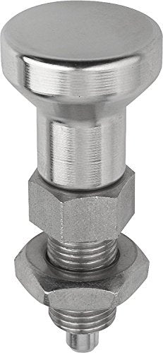 [AUSTRALIA] - Kipp 03089-002206 Stainless Steel Indexing Plunger, Natural Finish, Pull Knob, B Style, Locking Pin Hardened, Metric, M12 x 1.5 Thread, 59 mm Length 