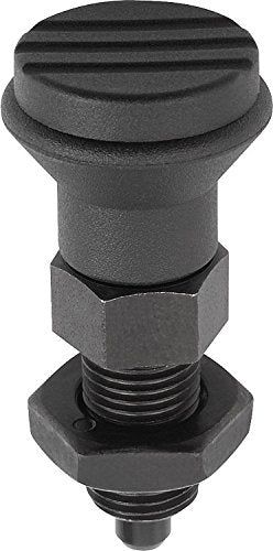 Kipp 03090-2410A7 Steel Indexing Plunger, Black Oxide Finish, Pull Knob, B Style, Locking Pin Hardened, Inch, 3/4-10" Thread, 80 mm Length