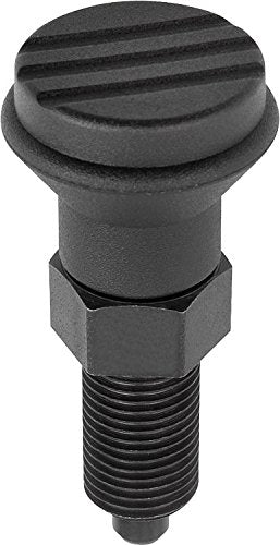 Kipp 03090-01410 Stainless Steel Indexing Plunger, Natural Finish, Pull Knob, A Style, Locking Pin Hardened, Metric, M20 x 1.5 Thread, 80 mm Length