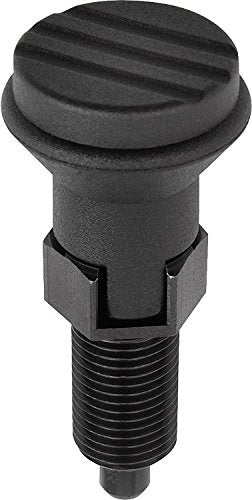 Kipp 03090-3105 Steel Indexing Plunger, Black Oxide Finish, Pull Knob, C Style, Locking Pin Hardened, Metric, M10 x 1 Thread, 47 mm Length