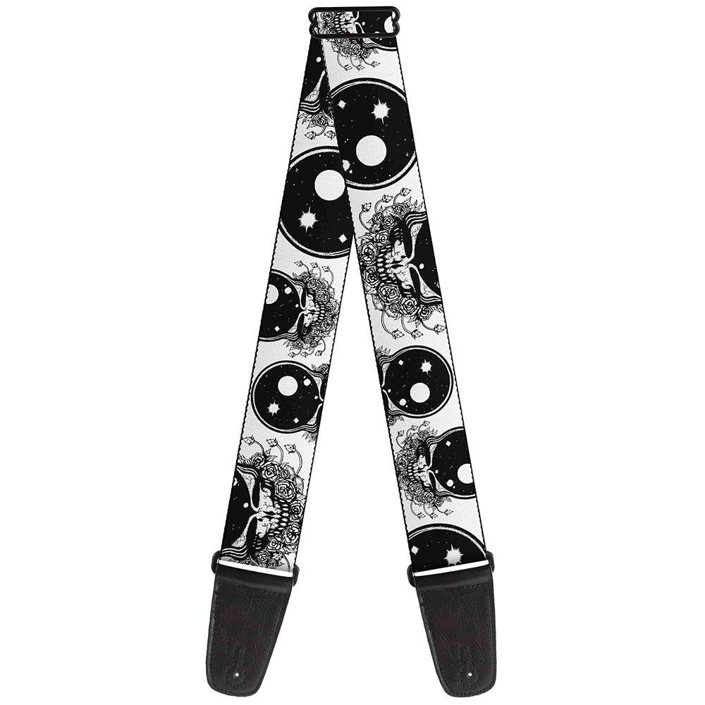 Buckle-Down Guitar Strap Space Your Face White Black 2 Inches Wide