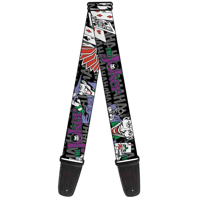 Buckle-Down GS-WJK003 Guitar Strap - The Joker Pose/Cards/HAHAHAHA Black/Gray - 2" Wide - 29-54" Length