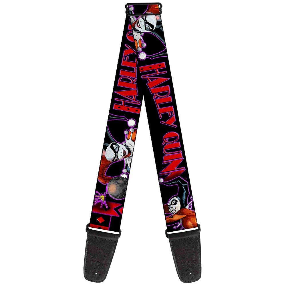 Guitar Strap Harley Quinn Bomb Poses Suits Black Purple Red 2 Inches Wide