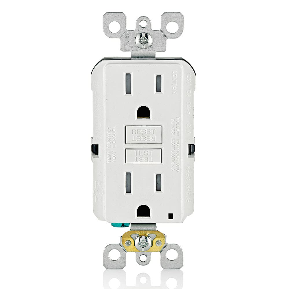 Leviton GFTR1-W Self-Test SmartlockPro Slim GFCI Tamper-Resistant Receptacle with LED Indicator, Wallplate Included, 15-Amp, White, 1-Pack 1 Pack