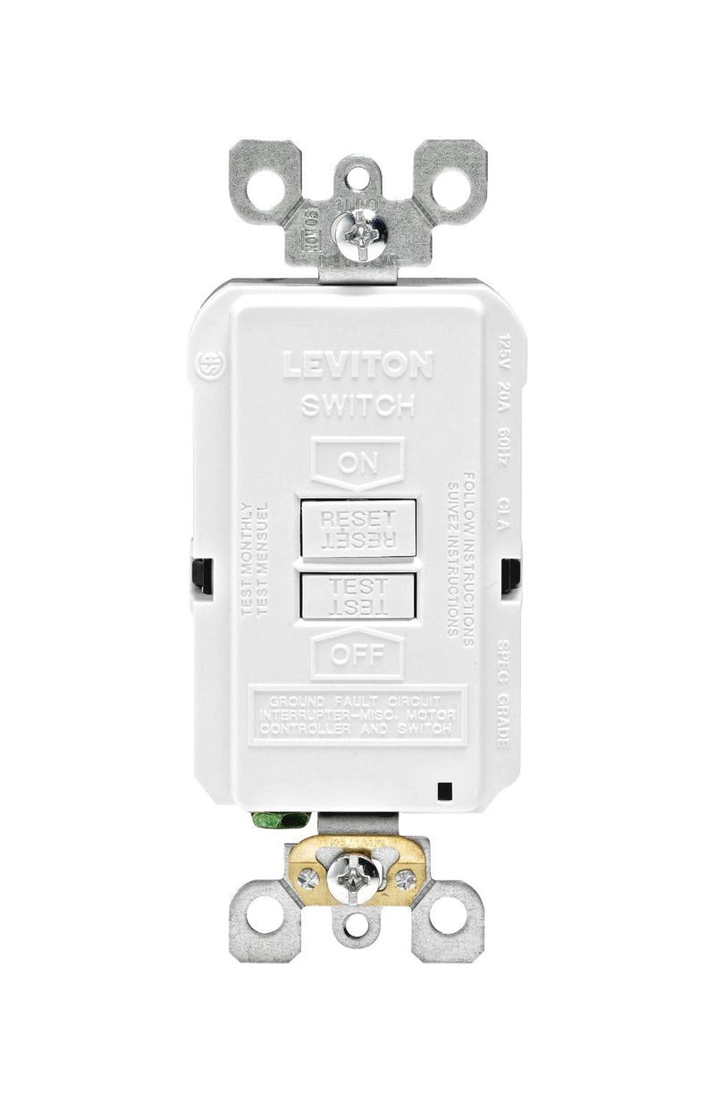 Leviton GFRBF-W Self-Test SmartlockPro Slim Blank Face GFCI Receptacle with LED Indicator, 20-Amp, White