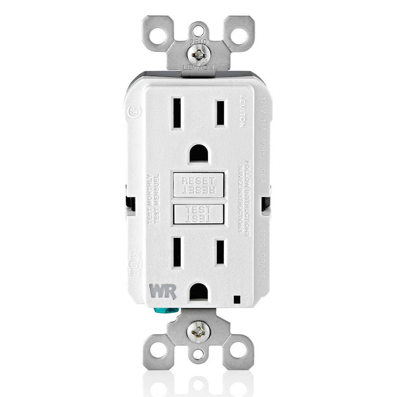 Leviton GFWR1-W Self-Test SmartlockPro Slim GFCI Weather-Resistant Receptacle with LED Indicator, 15 Amp, White Patio