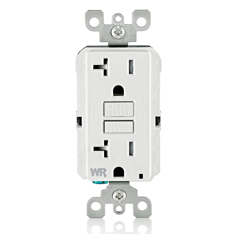 Leviton GFWT2-W Self-test SmartlockPro Slim GFCI Weather-Resistant and Tamper-Resistant Receptacle with LED Indicator, 20-Amp, White 20 Amp