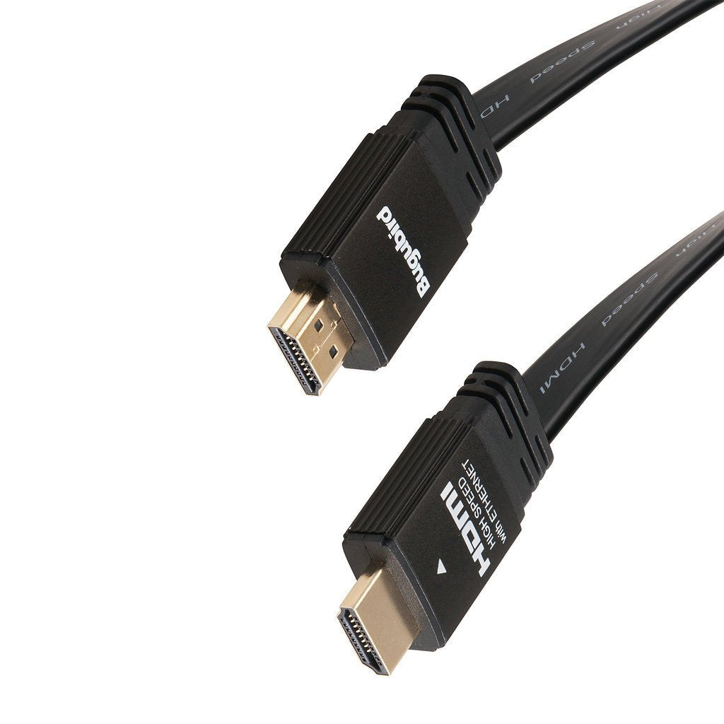 4K Flat HDMI Cable 4ft - Bugubird High Speed 18Gbps HDMI 2.0 Cable with Ethernet Support 4K @60Hz Ultra HD 2160P 1080P 3D HDR and Audio Return(ARC) - 3 Colors and Multiple Lengths are Available black+black