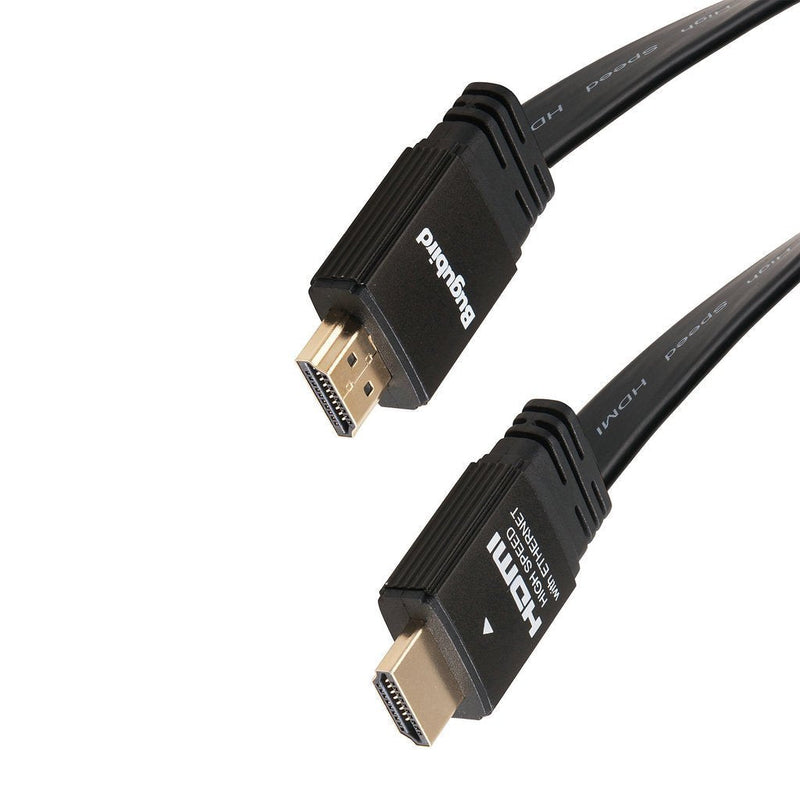 4K Flat HDMI Cable 10ft - Bugubird High Speed 18Gbps HDMI 2.0 Cable with Ethernet Support 4K @60Hz Ultra HD 2160P 1080P 3D HDR and Audio Return(ARC) - 3 Colors and Multiple Lengths are Available black+black