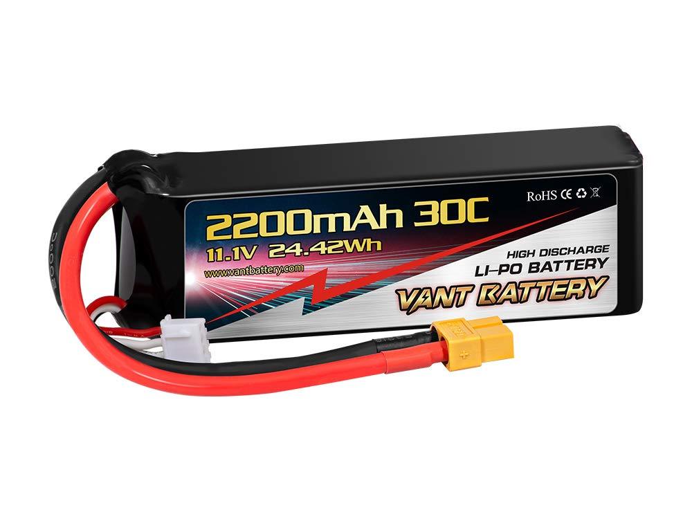 11.1V 2200mAh 3S Cell 30C-60C LiPo Battery Pack w/ XT60 XT-60 Connector Plug (Airplane Helicopter Quadcopter Multirotor Drone UAV FPV 3S2200-20D EFLB22003S30)
