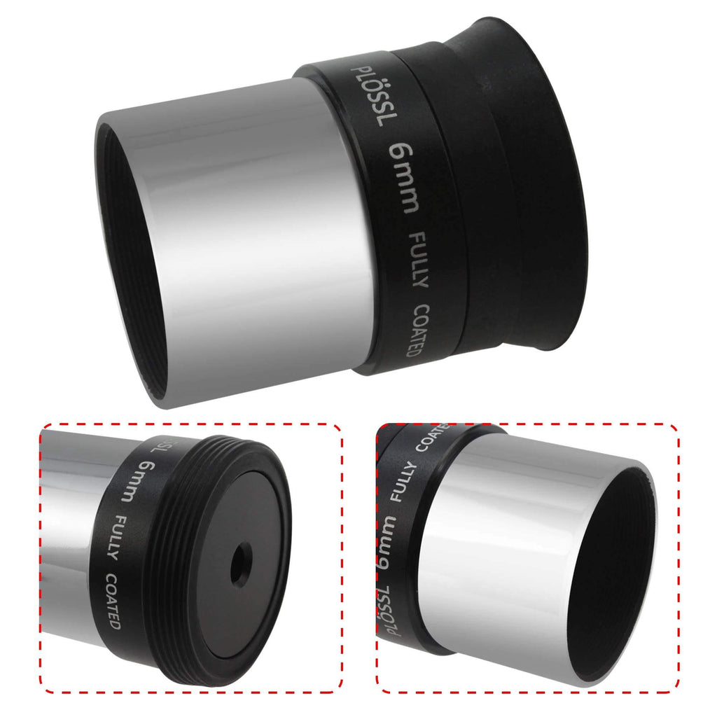Astromania 1.25" 6mm Plossl Telescope Eyepiece - 4-Element Plossl Design - Threaded for Standard 1.25inch Astronomy Filters