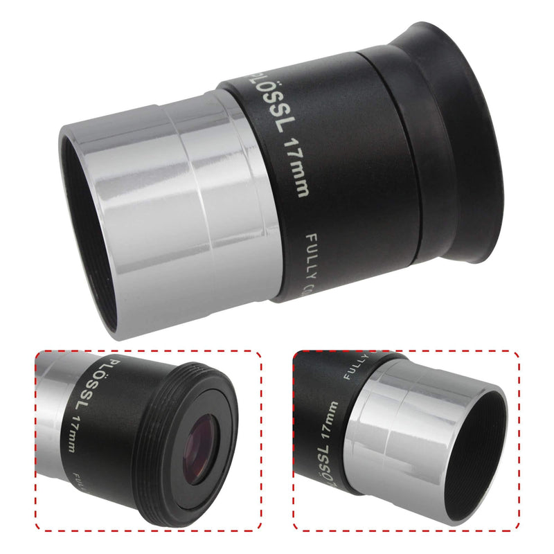 Astromania 1.25" 17mm Plossl Telescope Eyepiece - 4-Element Plossl Design - Threaded for Standard 1.25inch Astronomy Filters