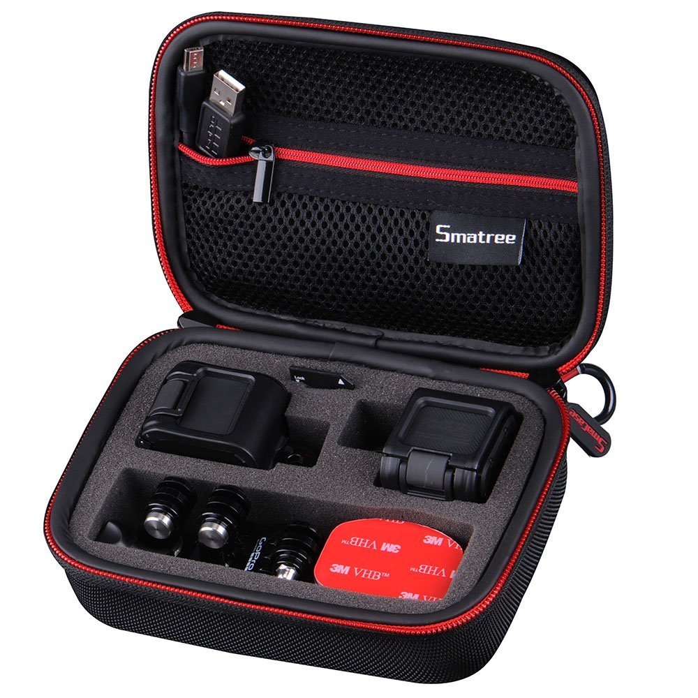 Smatree Carrying Case Compatible for GoPro HERO 5 Session/ Hero 4 Session (Camera and Accessories NOT included) black-red