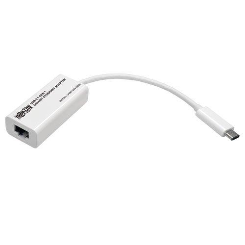 Tripp Lite USB-C to Gigabit Ethernet NIC Network Adapter 10/100/1000 Mbps White GbE