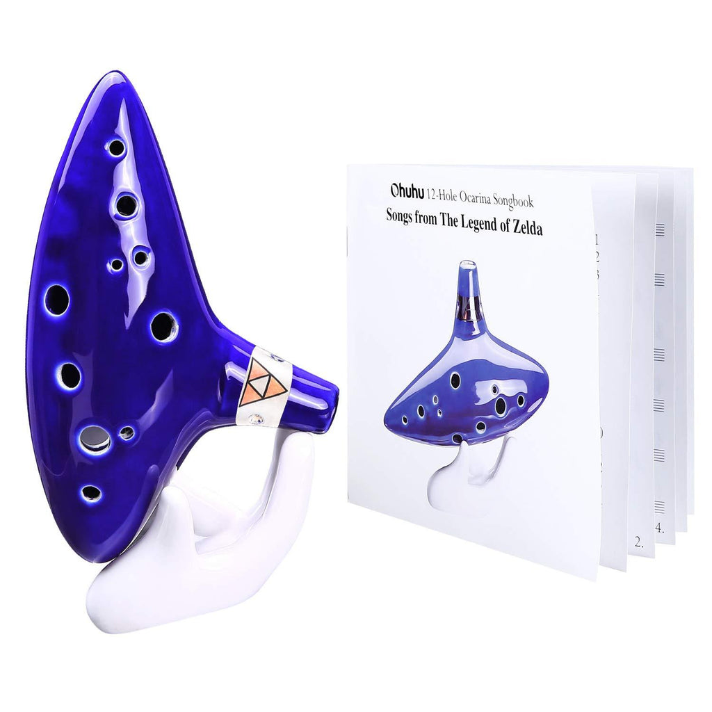 Ohuhu Zelda Ocarina with Song Book (Songs From the Legend of Zelda), 12 Hole Alto C Zelda Ocarinas Play by Link Triforce Gift for Zelda Fans with Display Stand Protective Bag