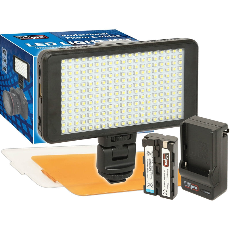 Vidpro LED-230 Ultra-Slim Video Light with 2 Diffusers, Battery & Charger