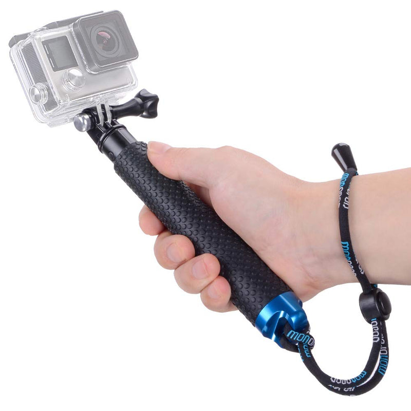 Vicdozia 19'' Extension Selfie Stick, Portable Hand Grip Waterproof Handheld Monopod Adjustable Pole Compatible with GoPro Hero(2018) Hero 10 9 8 7 6 5 4 3 AKASO SJCAM DJI OSMO and More Sports Cameras 19'' Stick(Blue)