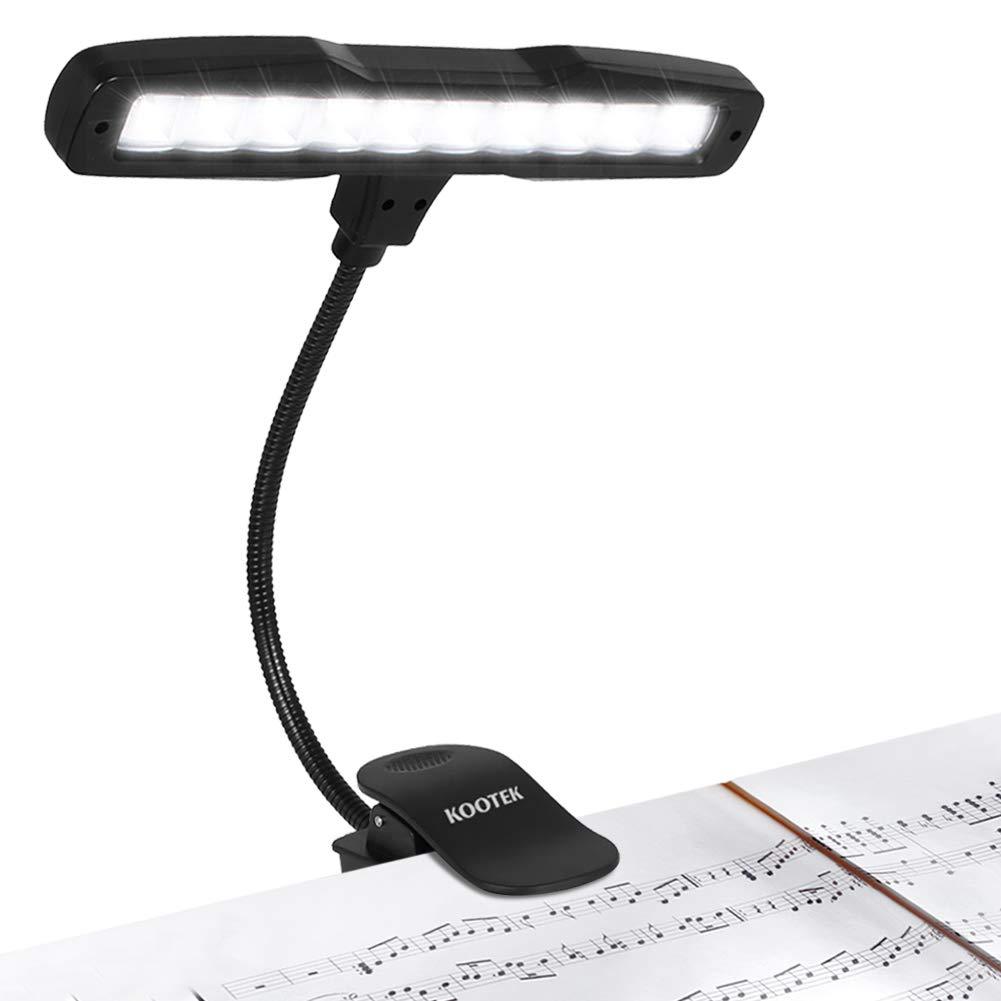 Kootek Music Stand Light, Clip On Piano Lights 10 LED Adjustable Neck Rechargeable USB Orchestra Light Book Lamp