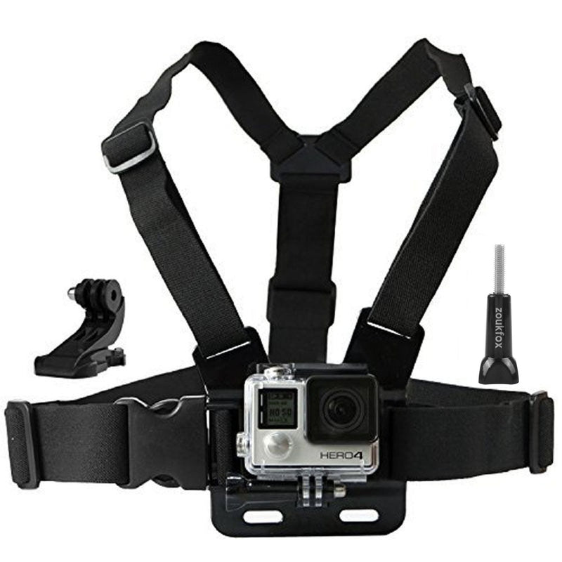 Zoukfox Adjustable Chest Mount Harness Mount + Quick Clip Compatible fit for GoPro HERO5 Black, HERO5 Session, HERO4 Black, HERO4 Silver and Hero Sessio and Most Action Cameras (Chest)