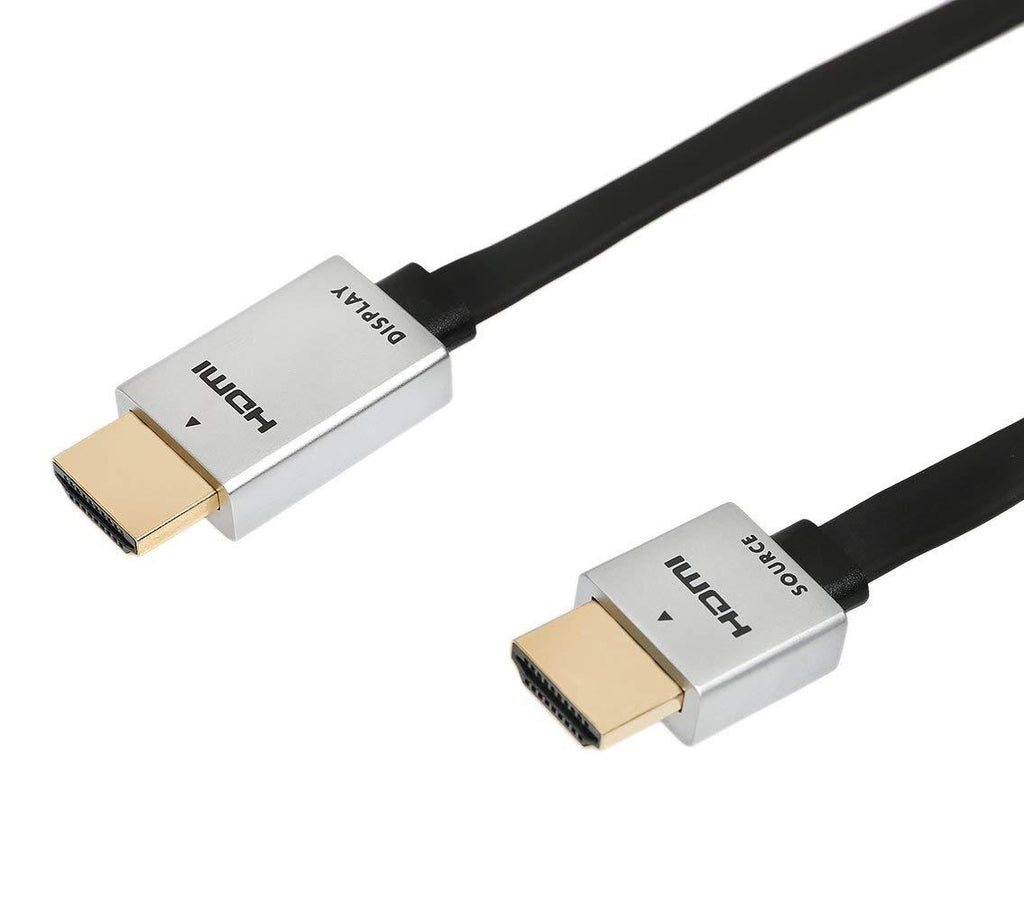 Ysimda Flat Ultra Slim Flexible Series Redmere Active HDMI 2.0 A to A High-Speed Cable, Metal Plug, 15ft, 18G, Supports Ethernet, 3D, 4K and Audio Return