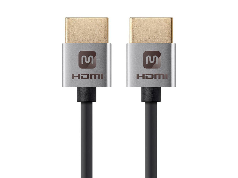 Monoprice HDMI High Speed Cable - 1 Feet - Silver, 4K@60Hz, HDR, 18Gbps, 36AWG, YUV 4:4:4 - Ultra Slim Series 1ft