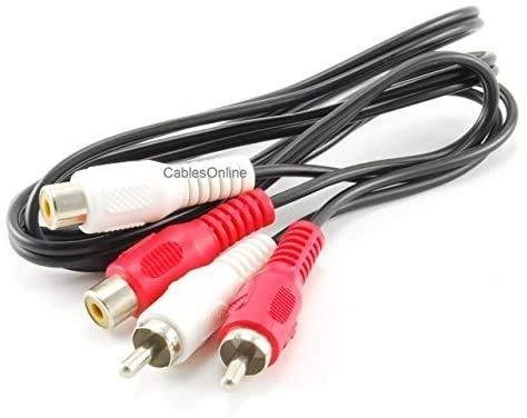 CablesOnline 3ft 2-RCA Male to 2-RCA Female Red/White Audio Extension Cable, (AV-E403RW)