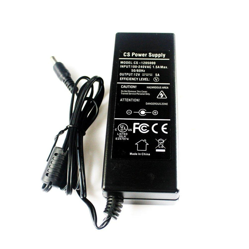 AC 100-240V to DC 12V 5A Power Supply Adapter Switching 5.5x2.1mm for CCTV Camera DVR NVR Led Light Strip UL Listed FCC