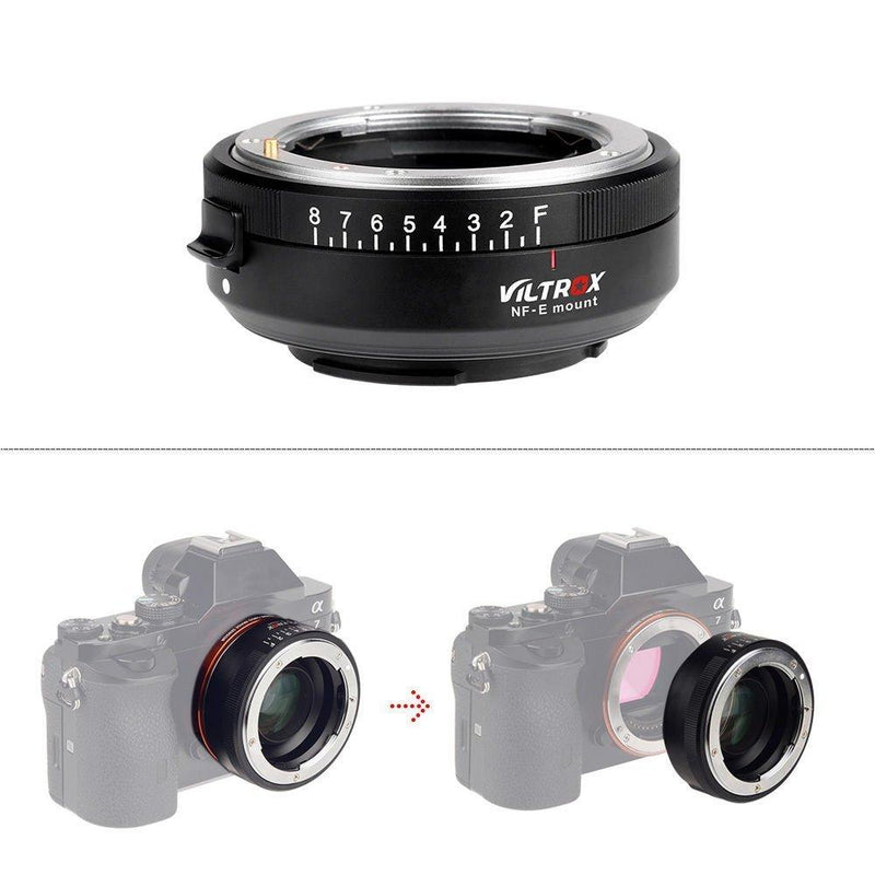 VILTROX NF-E Manual-Focus F Mount Lens Adapter to Sony E Mount Camera Body a7/a7s /a7r, Enlarge Aperture NF-E (Manual-focus )