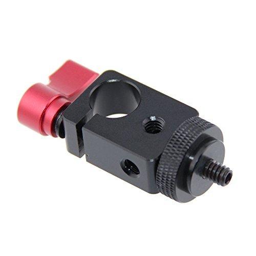 CAMVATE Single Rod Clamp 15mm with 1/4" Mount Screw Adapter (M5 Rotating Knob-Red)