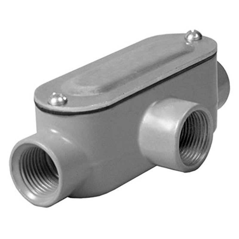 TayMac RLT050 Threaded T Type Conduit Body, Die Cast Aluminum, Stamped Steel Cover, 1/2-Inch