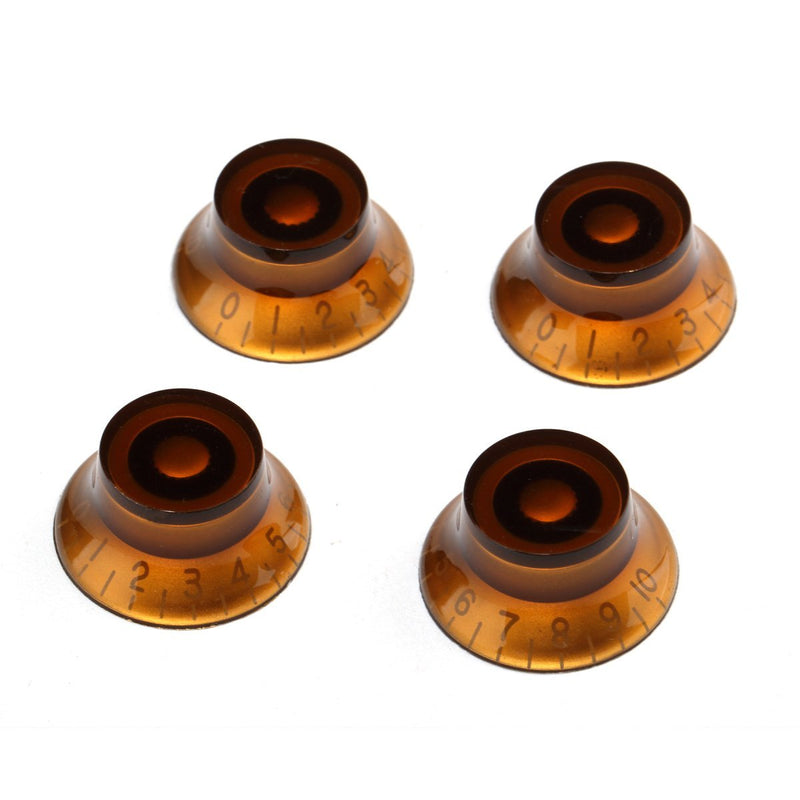 Musiclily Metric Size Plastic Top Hat Guitar Bell Knobs for Epiphone Les Paul Electric Guitar, Amber(Pack of 4)