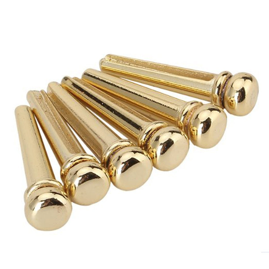 Musiclily Brass Acoustic Folk Guitar Bridge Pins String Pegs End Pins Endpin for Martin Taylor Guitar, Gold(Pack of 6)