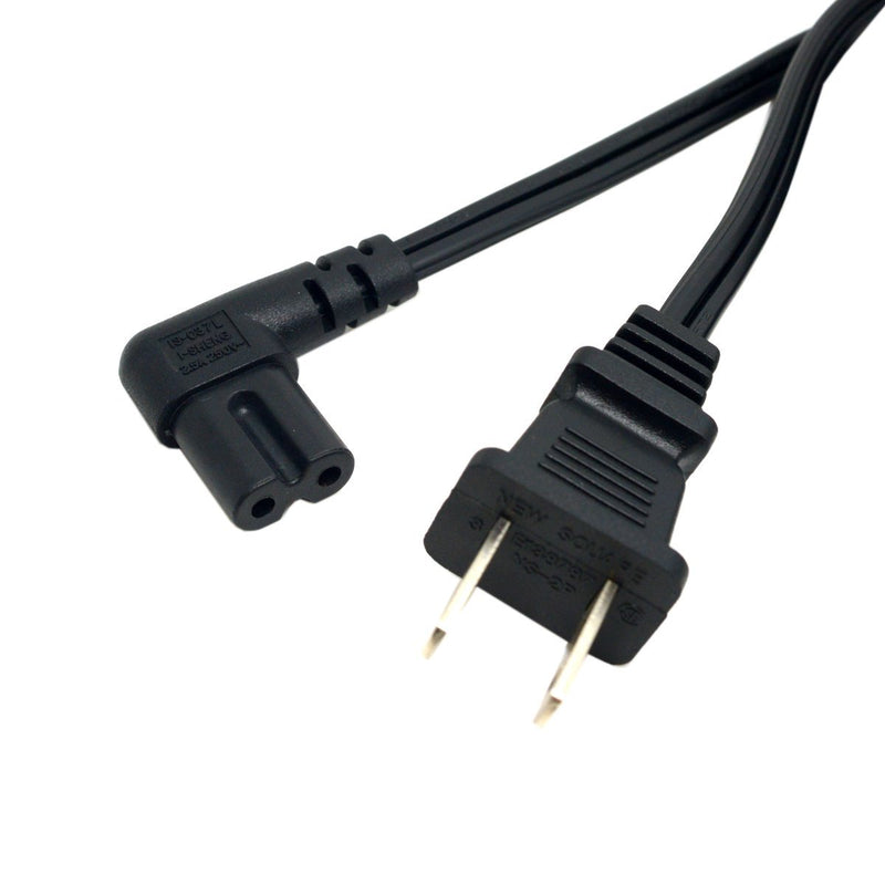 Xiwai USA 2pin Male to 90 Degree Right Angled IEC 320 C7 Power Supply Cord Cable 1M