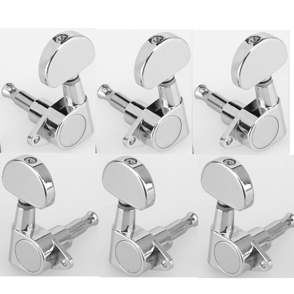 Musiclily 3+3 Epi Style Guitar Machine Head Sealed Tuners Tuning Pegs Set for Les Paul Style Electric Guitar or Acoustic Guitar Half Moon Button Chrome Epi Half Moon Chrome