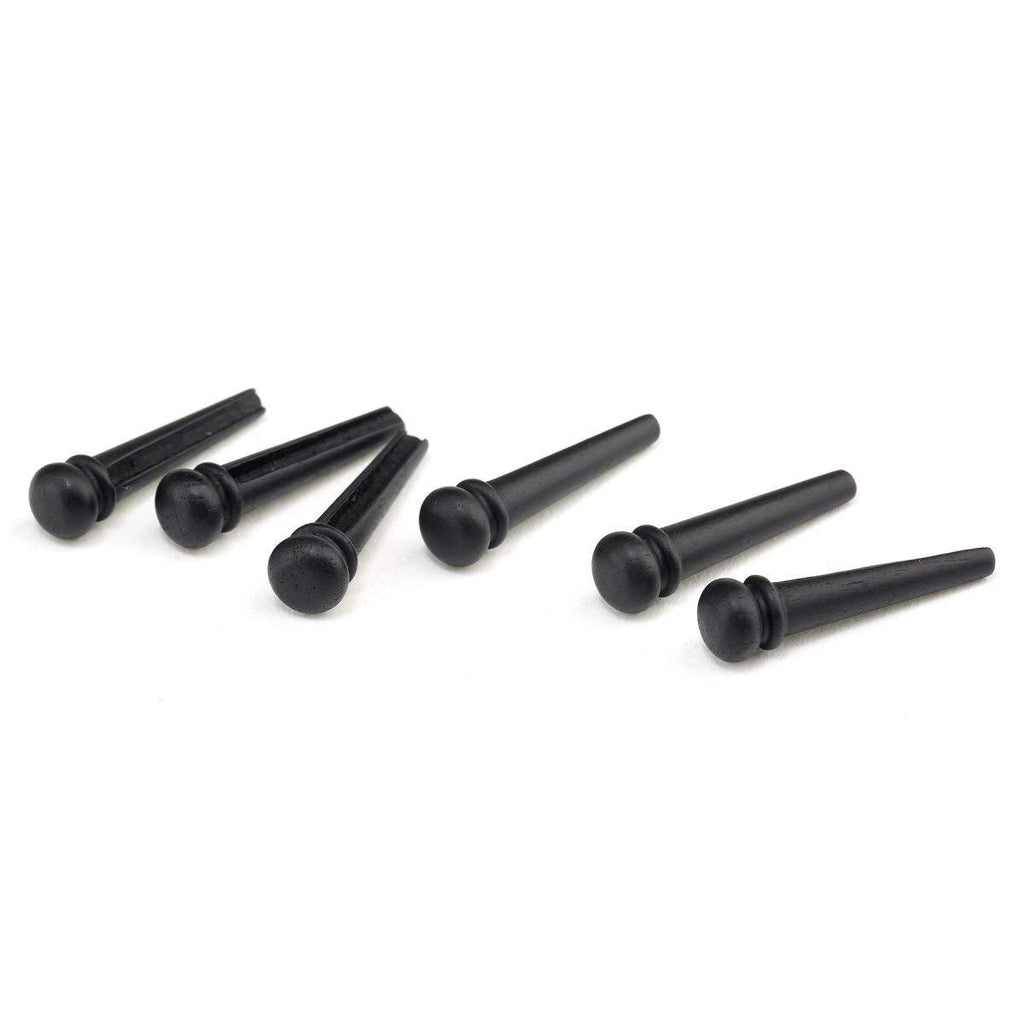 Musiclily Slotted Folk Acoustic Guitar Ebony Bridge End Pins Endpin for Martin Taylor Guitar Parts, Black (Pack of 6) Black Ebony