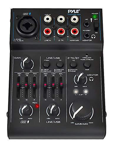 3 Channel Bluetooth Audio Mixer - DJ Sound Controller Interface with USB Soundcard for PC Recording, XLR, 3.5mm Microphone Jack, 18V Power, RCA Input/Output for Professional and Beginners - PAD30MXUBT 3 Channel Bluetooth