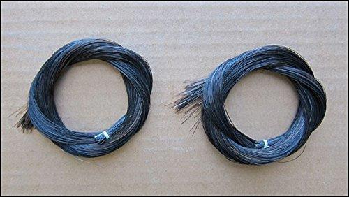 Two(2) Hanks of 31-31.5 Inch Genuine Mongolian Horse Hair for Violin, Viola, Cello, Bass Bow, Classic Black Color Two Hanks Black