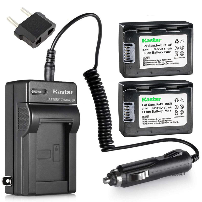 Kastar Battery (2-Pack) and Charger Kit for IA-BP105R and Samsung HMX-F80 HMX-F90 HMX-F800 HMX-F900 SMX-F50 SMX-F53 SMX-F54 SMX-F500 SMX-F501 SMX-F530 SMX-F70 SMX-F700 HMX-H300 H303 H304 H305 HMX-H320