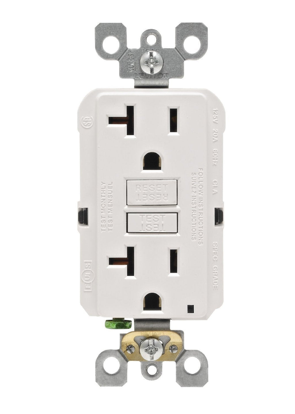 Leviton GFNT2-3W Self-Test SmartlockPro Slim GFCI Non-Tamper-Resistant Receptacle with LED Indicator (3 Pack), White 20 Amp - 3 Pack