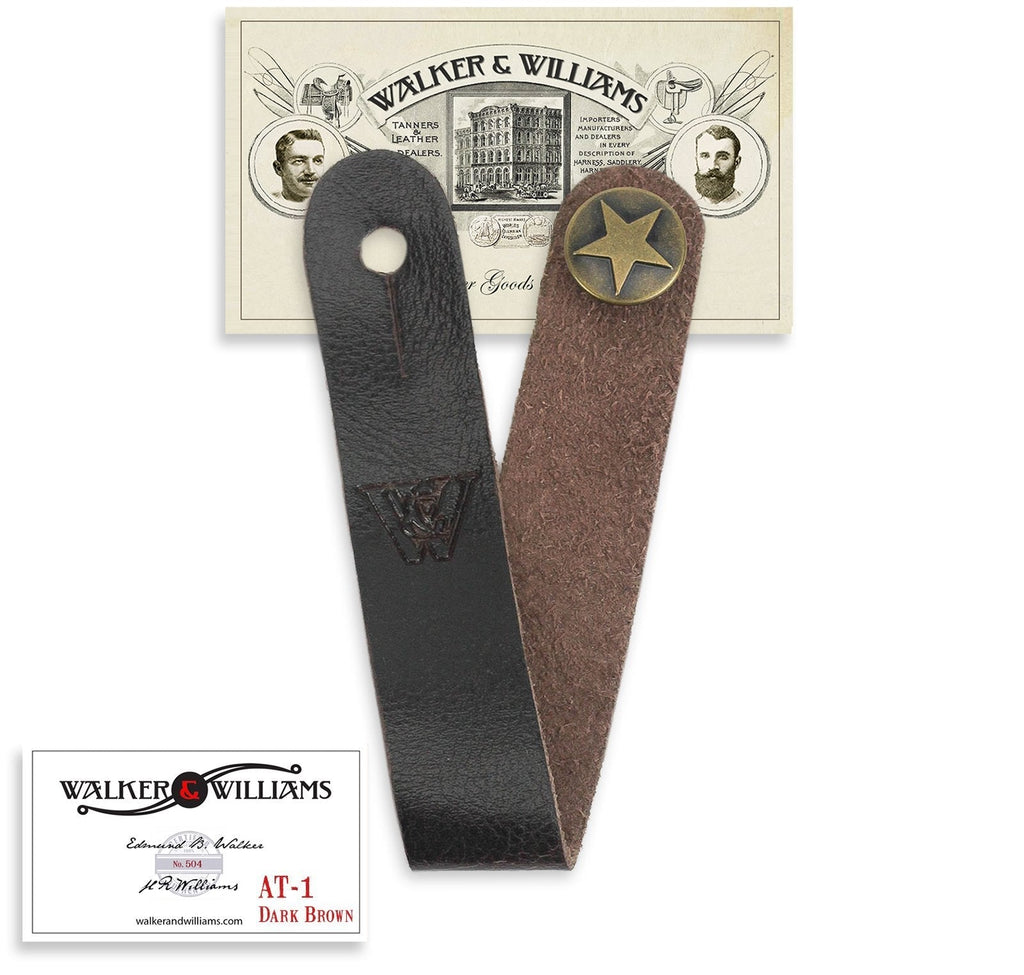 Walker & Williams AT-1 BRN Brown Acoustic Guitar Strap Button Headstock Adaptor