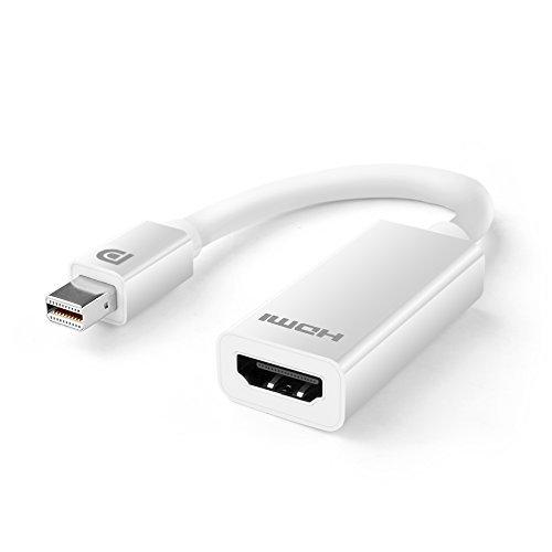 TNP Mini DisplayPort to HDMI 4K Adapter (Mini DP/mDP/Thunderbolt Port Compatible) 1080P 4K 2K UHD Ultra HD High Resolution Ready Video Audio AV HDTV (Male to Female) Active Adaptor Converter Cord White