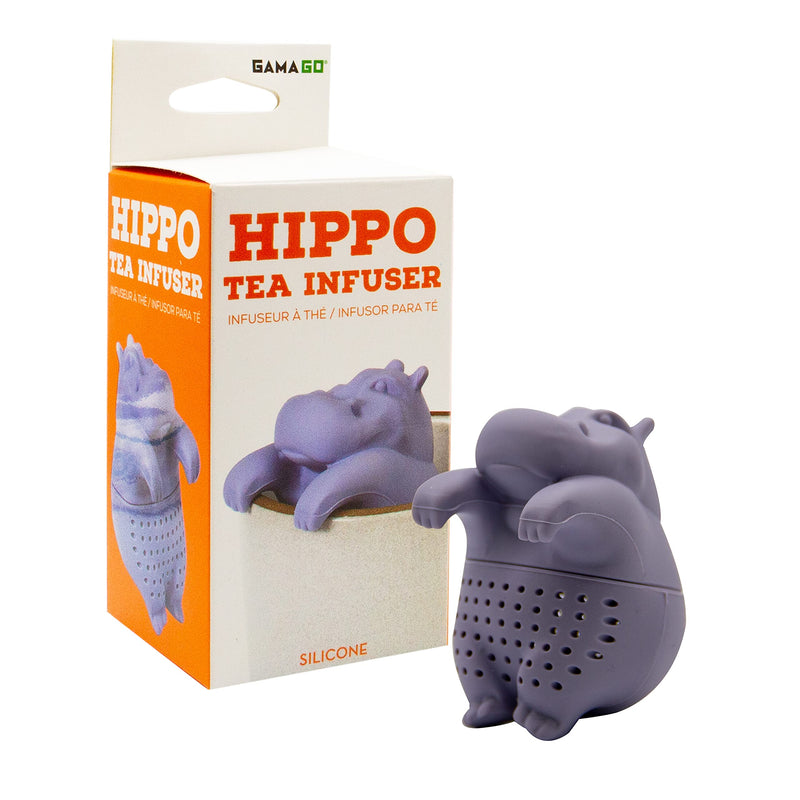 GAMAGO Hippo Tea Infuser - 100% Silicone Non-Toxic Resusable Loose Tea Steeper - Cute and Funny Gift Tea Leaf Strainer - Tea Diffuser Microwave and Dishwasher Safe for Kitchen Home Office One Size