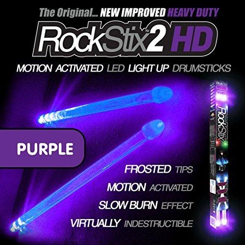 ROCKSTIX 2 HD DEEP PURPLE, BRIGHT LED LIGHT UP DRUMSTICKS, with fade effect, Set your gig on fire! (PURPLE ROCKSTIX) PURPLE ROCKSTIX