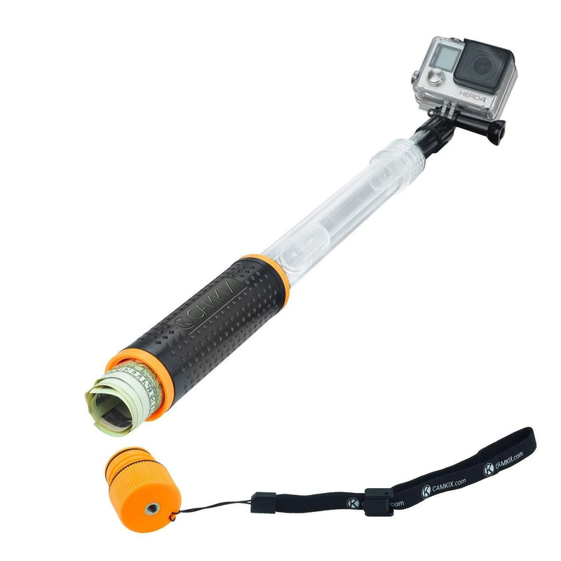 CamKix Waterproof Telescopic Pole Floating Hand Grip - Compatible with Gopro Hero 8 Black, Hero 7, 6, 5, Black, Session, Hero 4, Session, Black, Silver, Hero+ LCD and DJI Osmo Action Orange