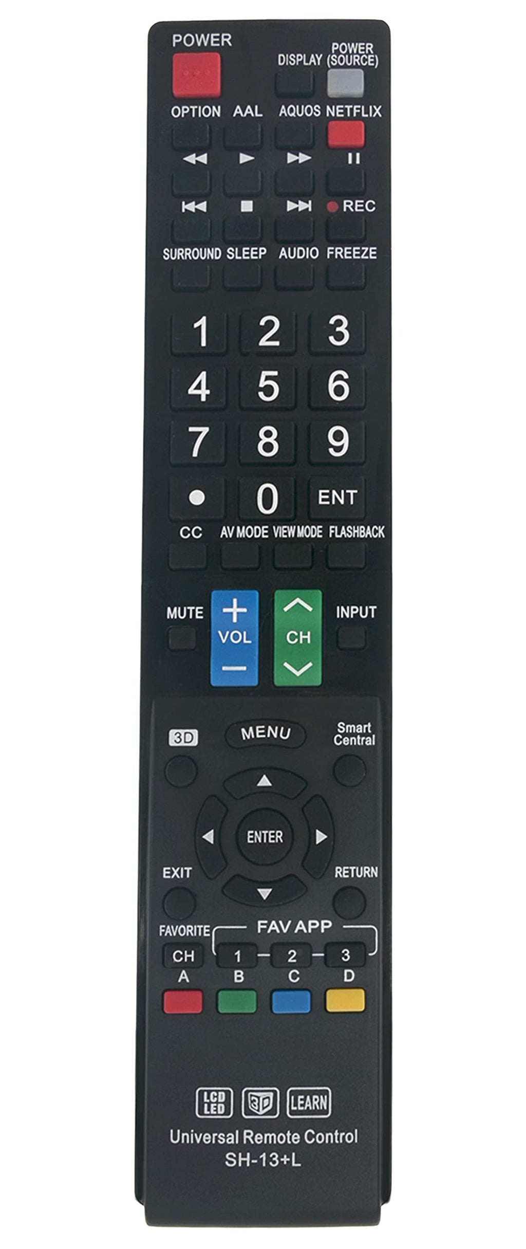 VINABTY GB004WJSA GB105WJSA GA667WJSA Remote Replacement for Sharp TV 3D Smart LED LCD HDTV TV (Model : SH-13+L)