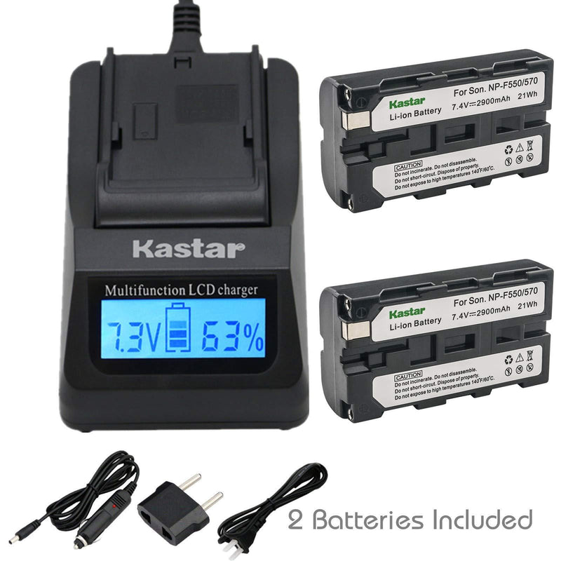 Kastar NP-F570 Battery (2-Pack) and Ultra Fast Charger Kit for Sony L Series InfoLithium Battery NP-F570, NP-F550, NP-F530, NP-F330 and Sony DCRVX2100, HDRFX1, HD1000U, HVRZ1U, HXR-NX5U, NEX-FS100