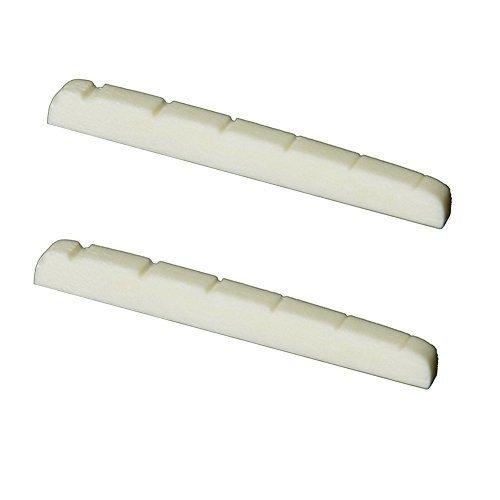 Greenten 2 Pcs 6 String Electric Bone Nut Cattle Bone Slotted Replacement (42 X 3.5, Unbleached) 42 X 3.5