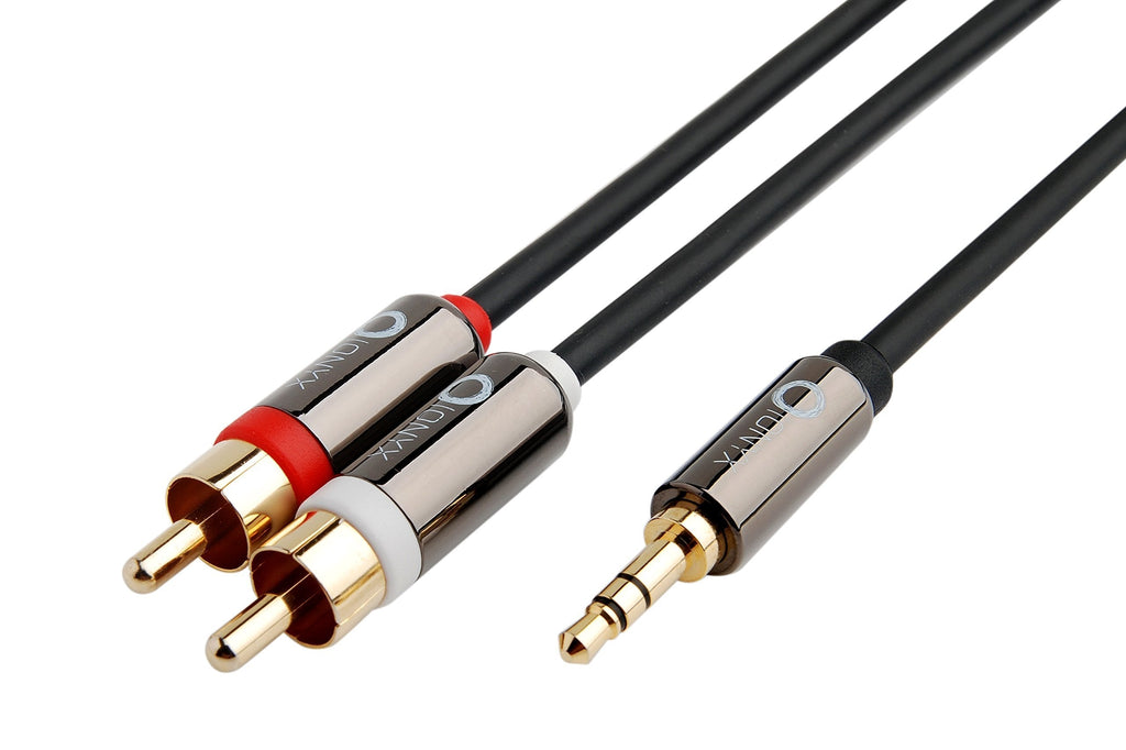 Onyx 3.5mm Male to 2RCA Male Stereo Audio Cable, 12 feet