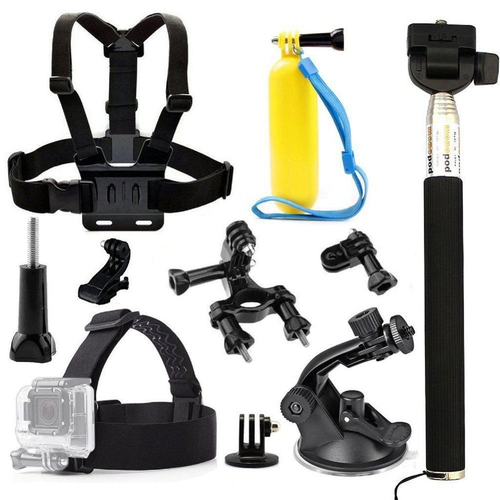 TEKCAM Action Camera Accessories Bundle Compatible with Gopro Hero 10 9 8 7/AKASO EK7000/V50/Brave 7LE Included Head Mount Chest Mount Strap Suction Cup Floating Hand Grip Bike Mount Handlebar